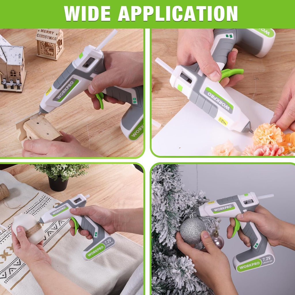 WORKPRO 7.2V Cordless Hot Melt Glue Gun with 20 Pcs Mini Glue Sticks