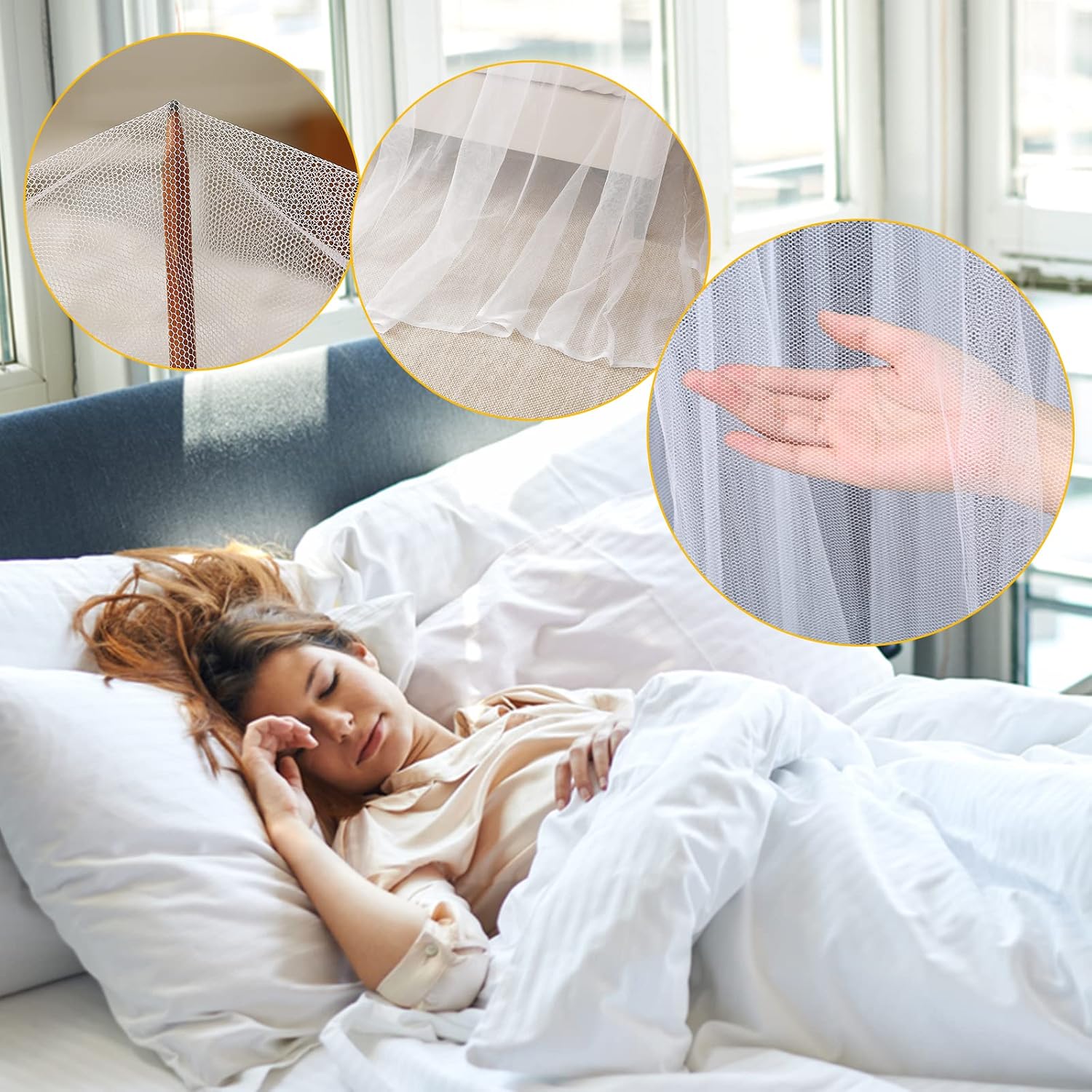 Bed Canopy Curtains Mosquito Net Bed Canopy for Full Queen King Size Bed