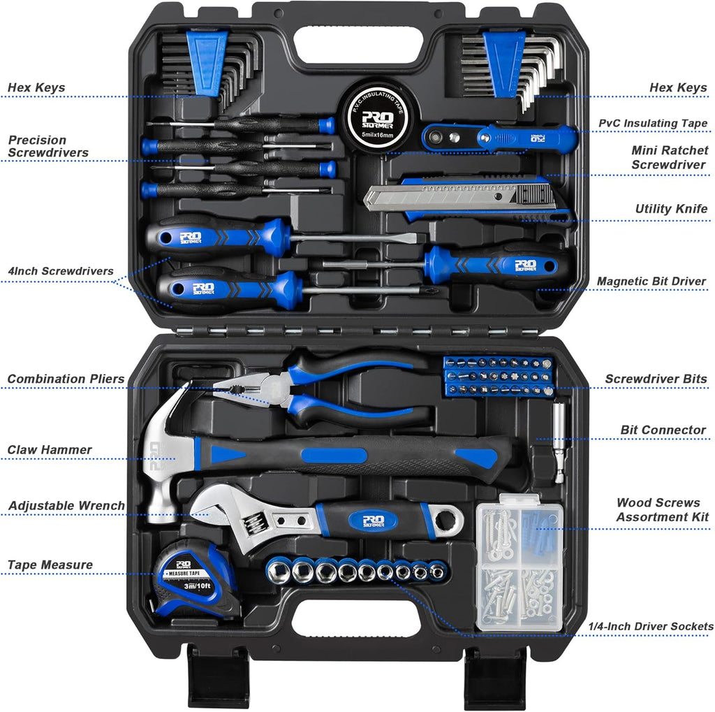 Prostormer 160-Piece Tool Set, General Household Tool Kit, Blue