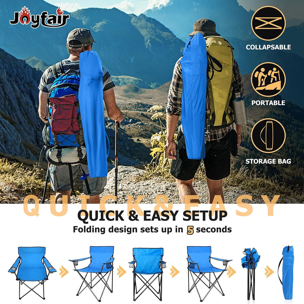 Joyfair Camping Chairs for Lawn & Beach, Large for Adults, Blue