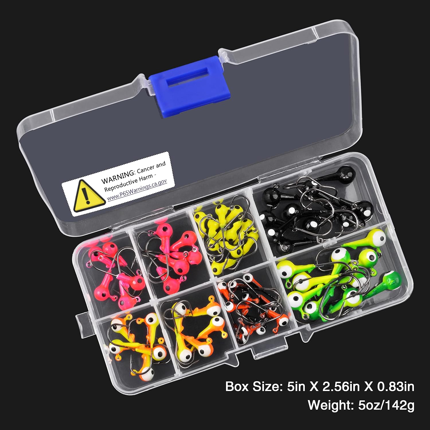 AGOOL Fishing Jig Heads Hooks Kit, 35/60pcs Round Ball Jig Heads Fishing Lures Crappie Jig Heads for Soft Plastic Baits Bass Trout Soft Worm Shrimp Lures Freshwater Saltwater