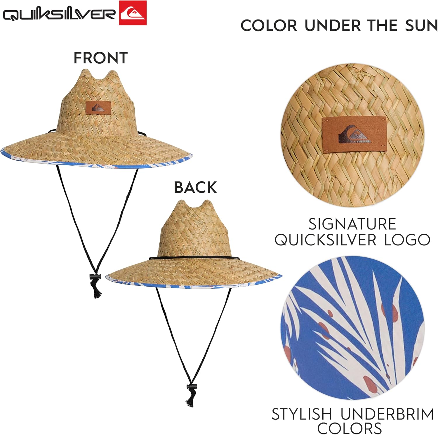 Quiksilver Men's Wide Brim Outdoor Lifeguard Straw Sun Hat