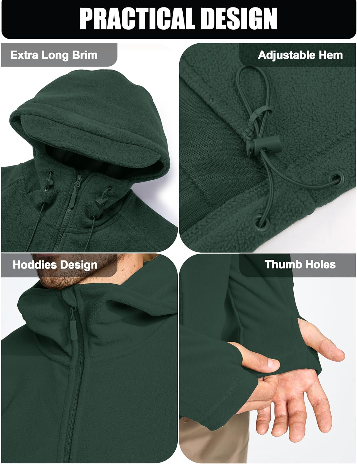 CRYSULLY Men's Military Tactical Sport Warm Fleece Hooded Outdoor Adventure Jacket Coats