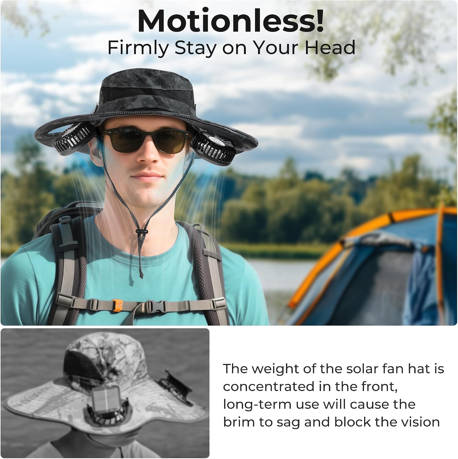 AMACOOL Bucket Hat Fan, Gifts for Him Father Dad Husband, Fishing Essentials for Women Men Camping Hiking Beach Gardening