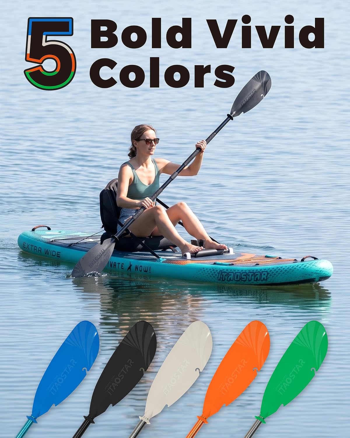 iTAOSTAR Adjustable Kayak Paddle, Aluminum Shaft and PP Blade, Floating Kayaking Oars with Anti-Freeze Grip & Drip Rings, 2-Piece Lightweight Oar for Kayak Canoe Fishing – 225-235 cm (88.6-92.5 in)