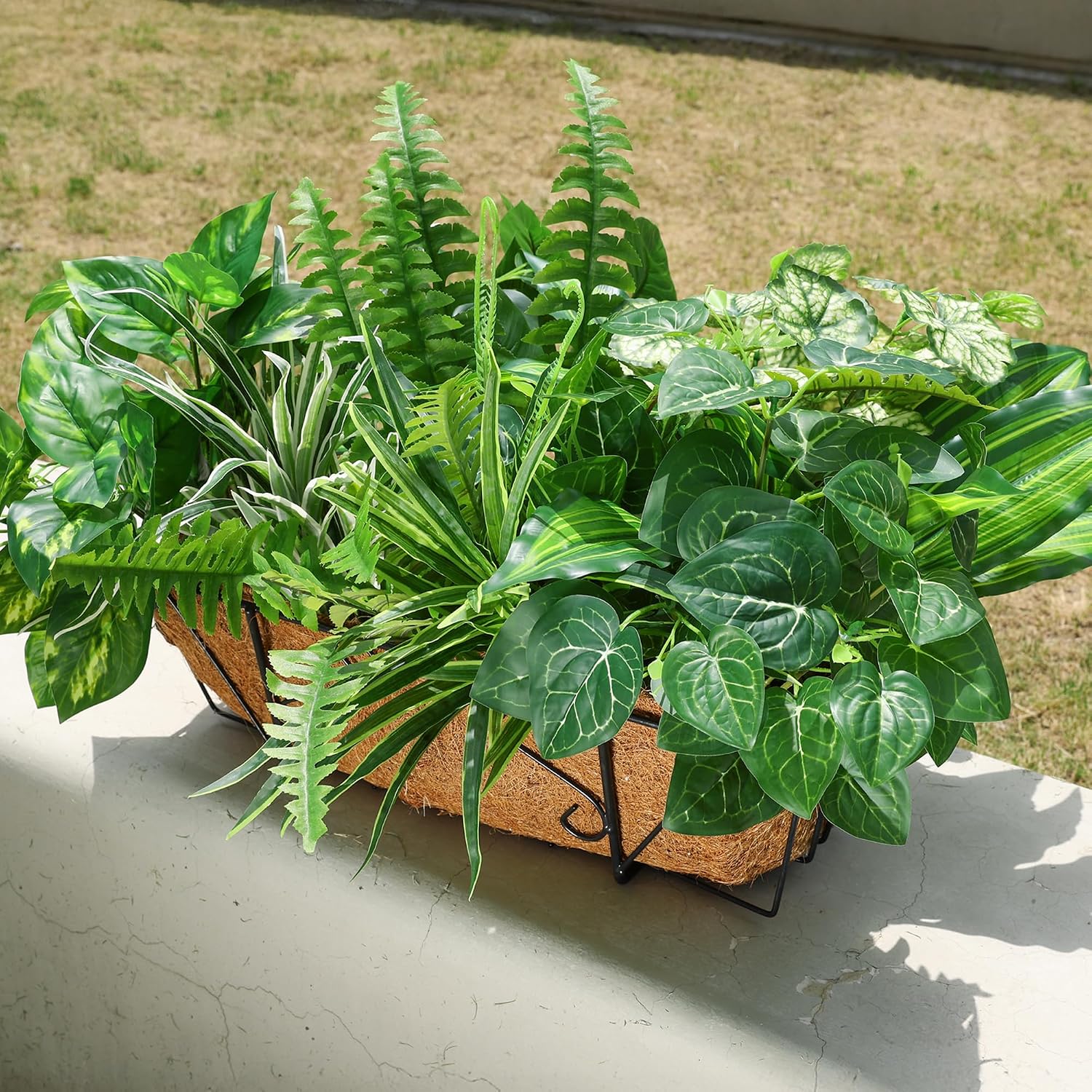 Starttag Artificial Bunches Greenery Plants Fake Plastic Leaves with Stems UV Resistant Outside Faux Plants Bushes for Outdoor Patio Garden Front Porch Yard Decor