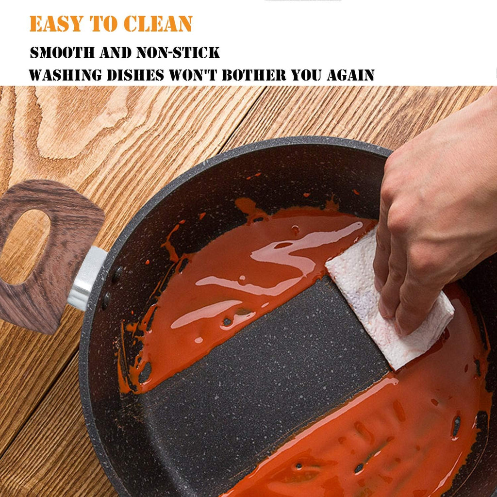 Kitchen Academy Induction Pots and Pans Set Nonstick, Hammered Cookware
