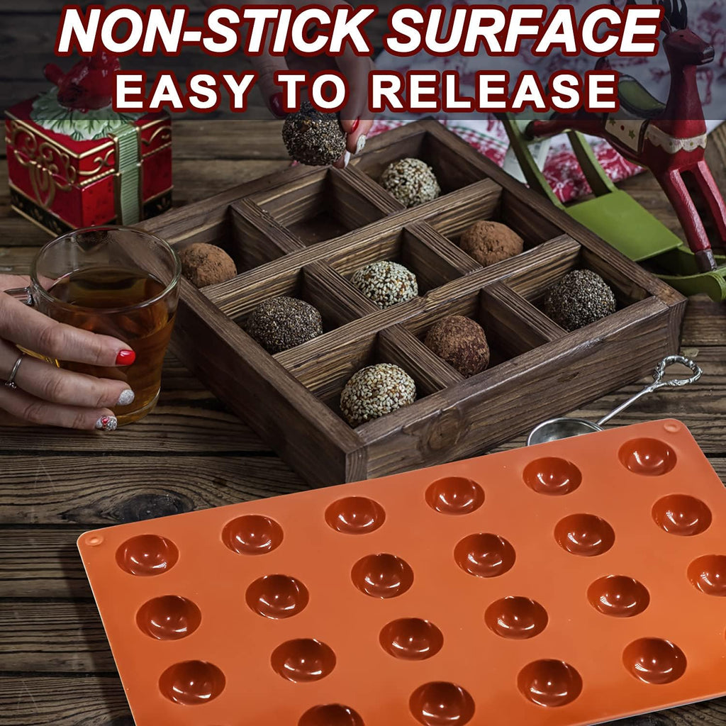 Lerykin Mini 24-Cavity Semi Sphere Silicone Molds Non-Stick, 2 Packs Half Sphere Silicone Baking Molds for Making Jelly, Chocolates and Cake