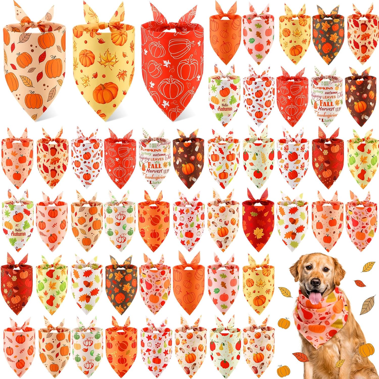 Abbylike 50 Pcs Paw Print Dog Bandanas Bulk, National Dog Day Paw & Bone