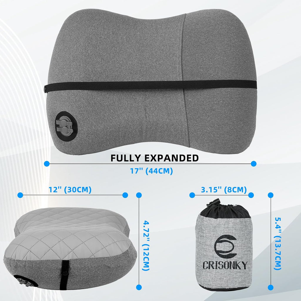 Crisonky Camping Pillow with Removable Cover, Ultralight Inflatable Pillow