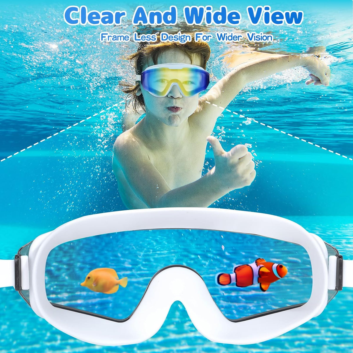 2 Pack Kids Swim Goggles 8-16 Extra Silicone Layer Pool Youth Boys Girls