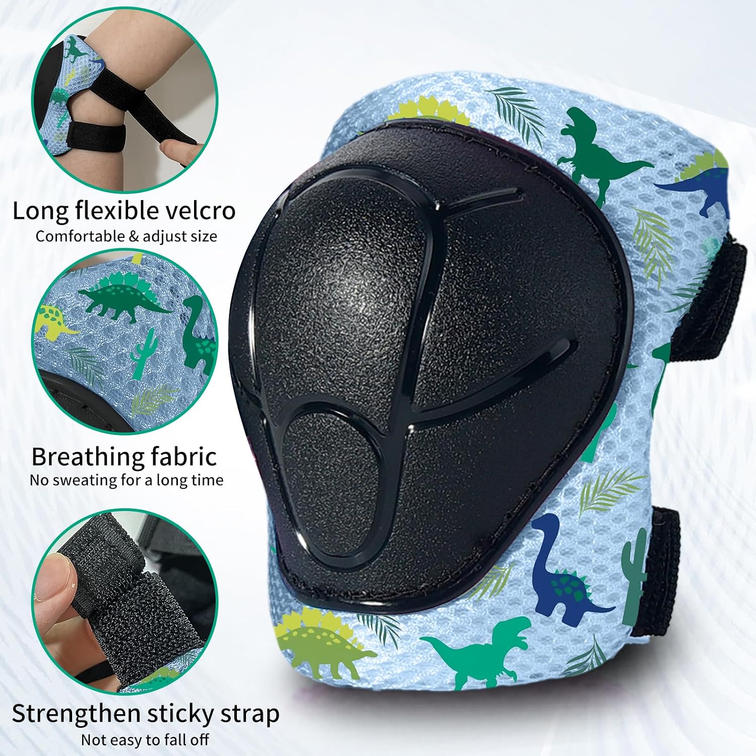 Skateboard Pads for Kids,Elbow Pads and Wrist Guards Protective Gear,Strong Double Straps&Adjustable Easy-Fix Clips for Skateboarding,Rollerblading,Scooters,Bicycle