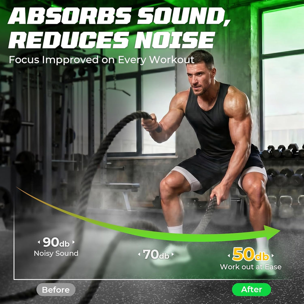 PRAISUN 0.56" Rubber Top Gym Flooring, Heavy Duty Gym Mats for Home Gym