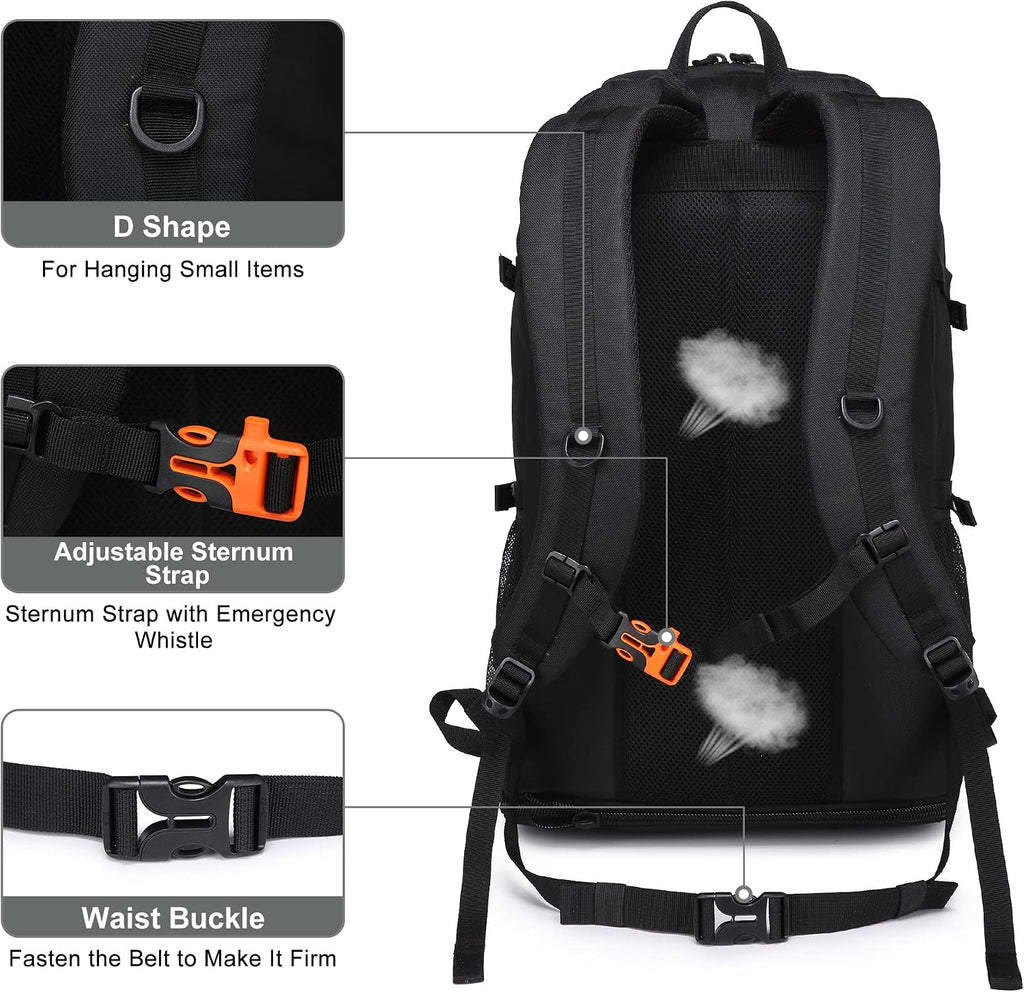 40L/50L Expandable Hiking Backpack for Men & Women，Camping Backpack