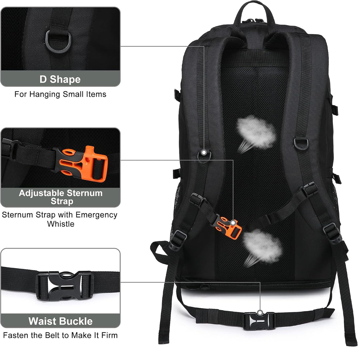 40L/50L Expandable Hiking Backpack for Men & Women，Camping Backpack