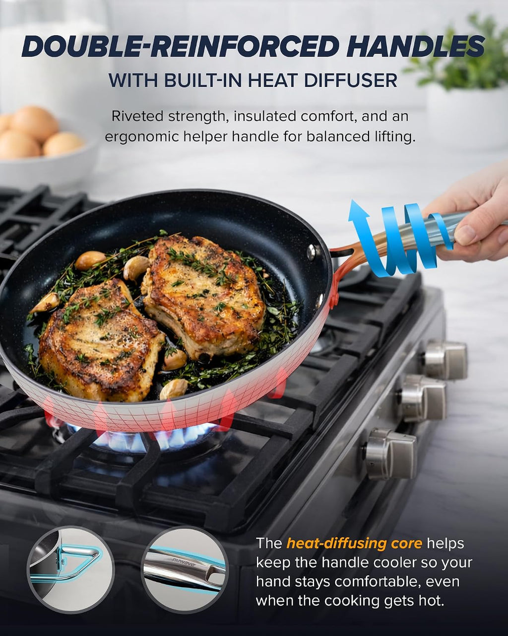 Nuwave Essential Series 5PC Ceramic Cookware Set PFAS-Free, Dishwasher Safe