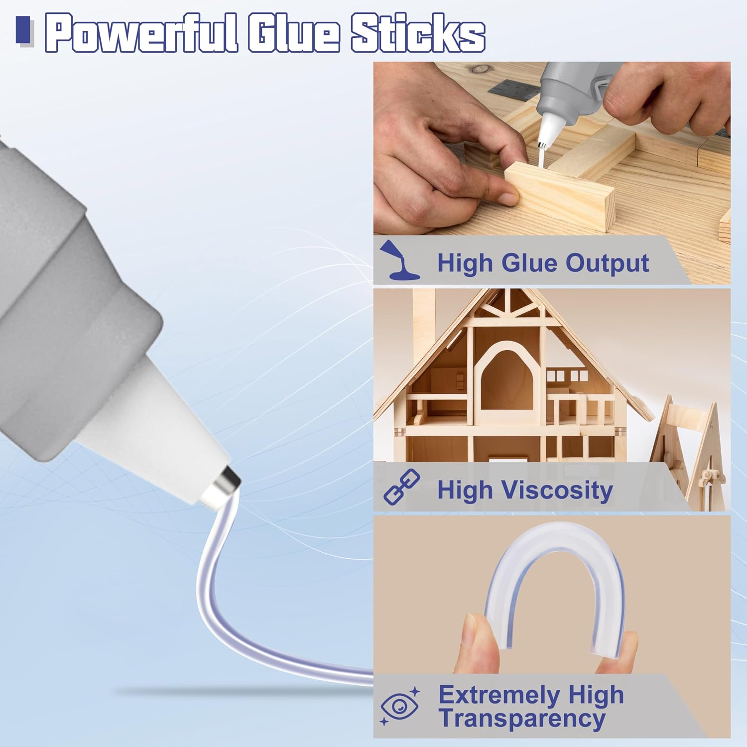 Halobios Hot Glue Gun, Fast Preheating Hot Melt Glue Gun with 20 Glue Sticks, Hot Glue Gun Full Size for Making Decoration School DIY Crafts Projects Home Repairs(40W Gray)