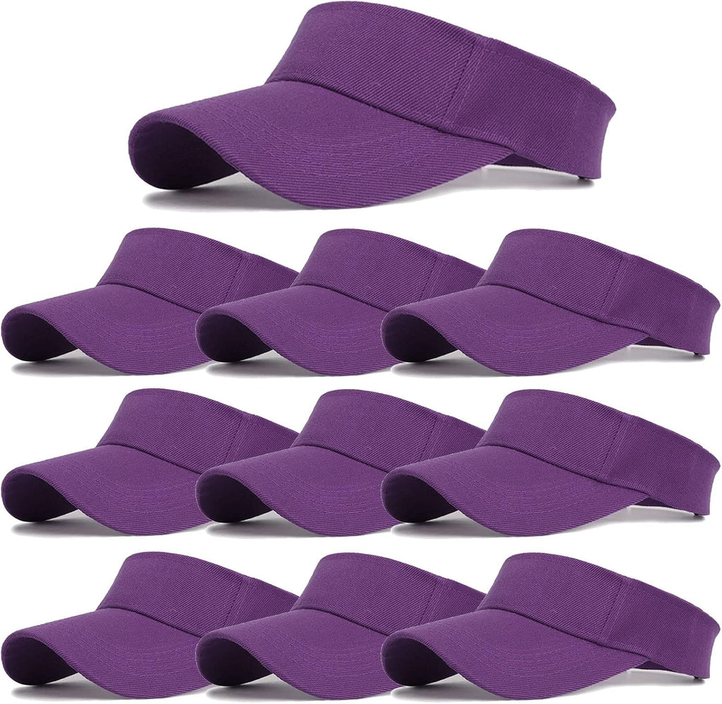 10 Pack Men Women Sun Visor Adjustable UV Protection Blank Sun Visor Hats Caps for Beach Pool Golf Tennis Sports