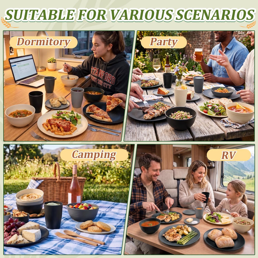 PYRMONT 40 Pcs Wheat Straw Dinnerware Sets Unbreakable Dishes Set for 8