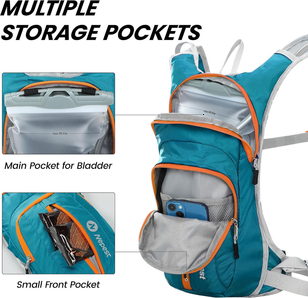 Nepest Hydration Pack Backpack with 2L Water Bladder Reflective Lightweight