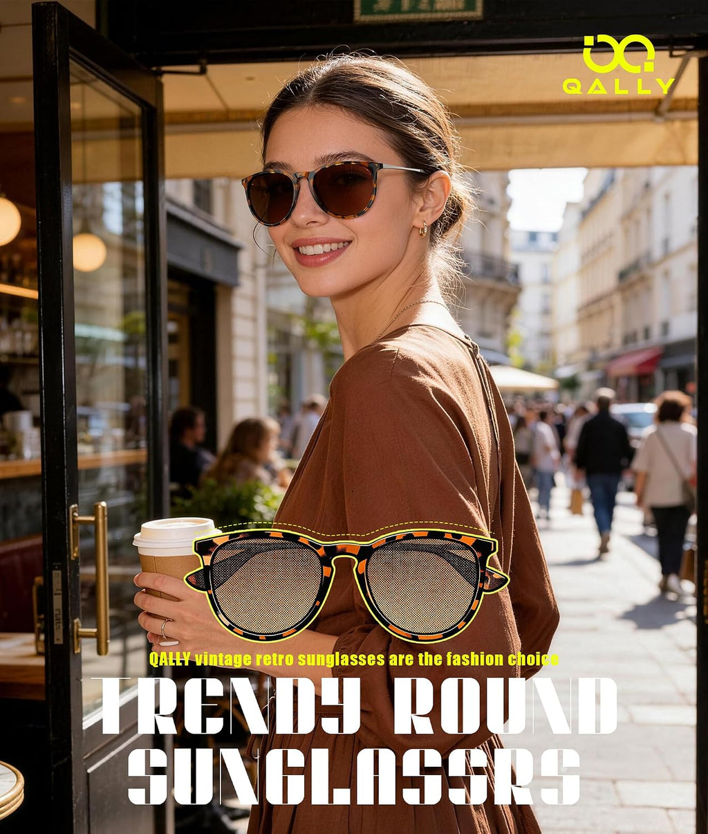 Sunglasses Womens Polarized Trendy Retro Round Sun Glasses with UV400