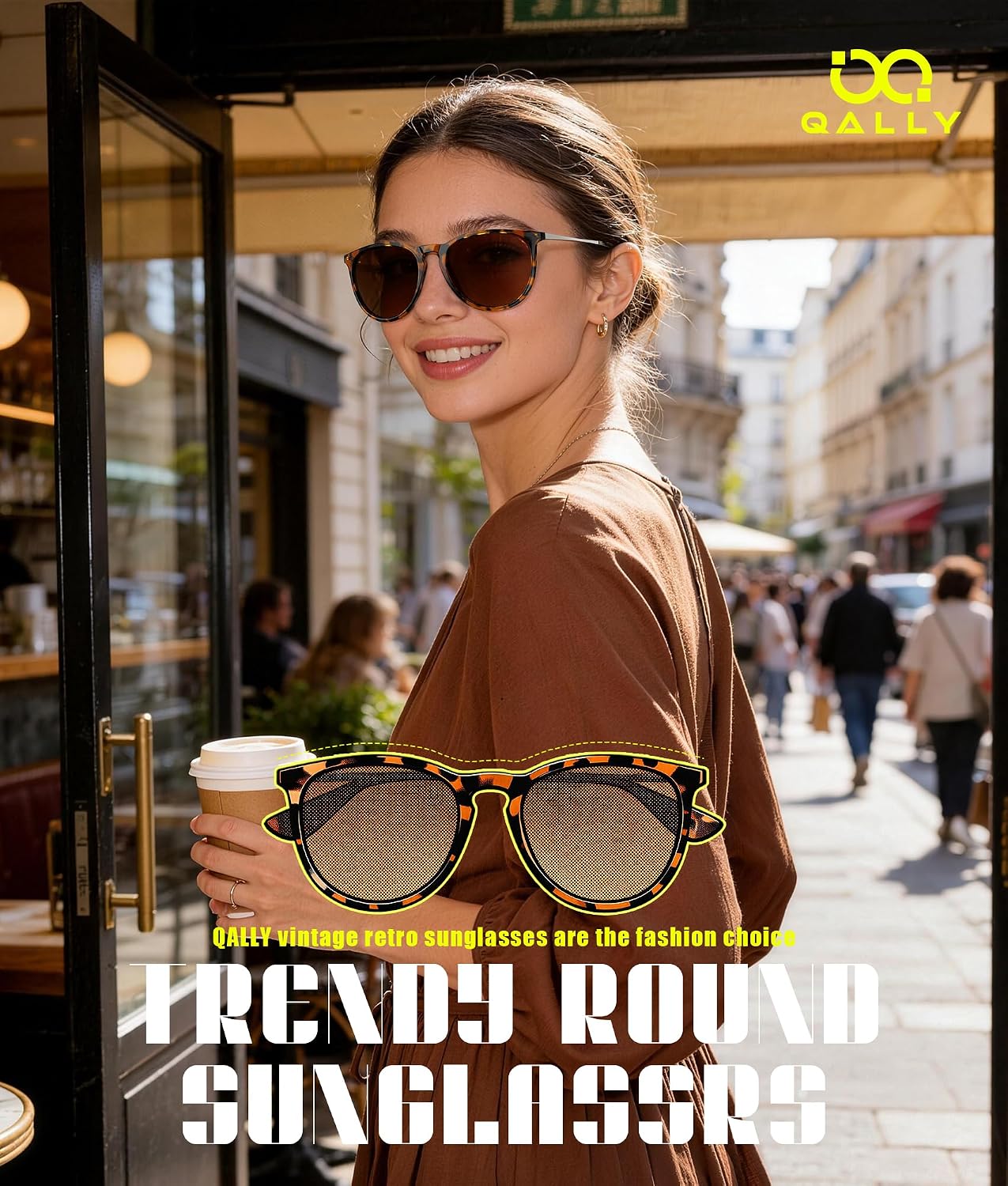 Sunglasses Womens Polarized Trendy Retro Round Sun Glasses with UV400