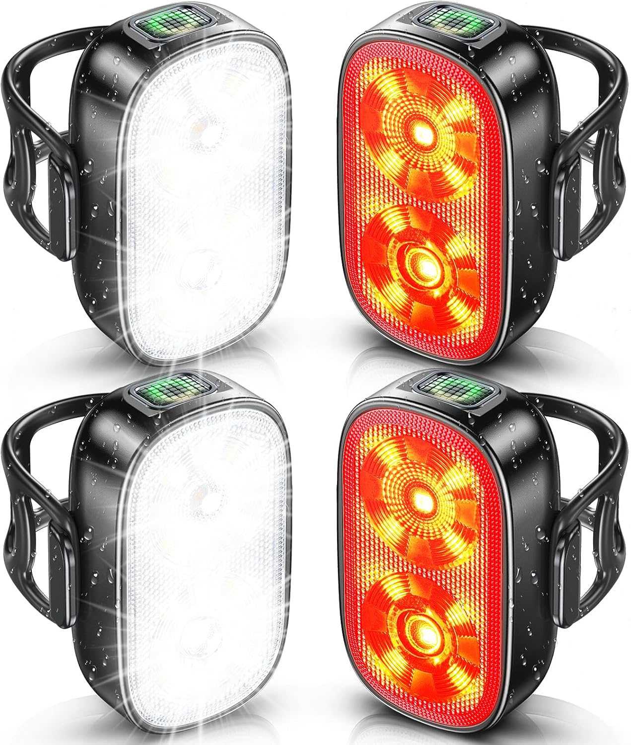 ISEYOU Bike Lights, Ultra-Slim USB-C Rechargeable Bike Lights Front and Back, 5+6 Lighting Modes & IP65 Waterproof, Super Bright Bicycle Light Set for Road Mountain Night Riding Cycling