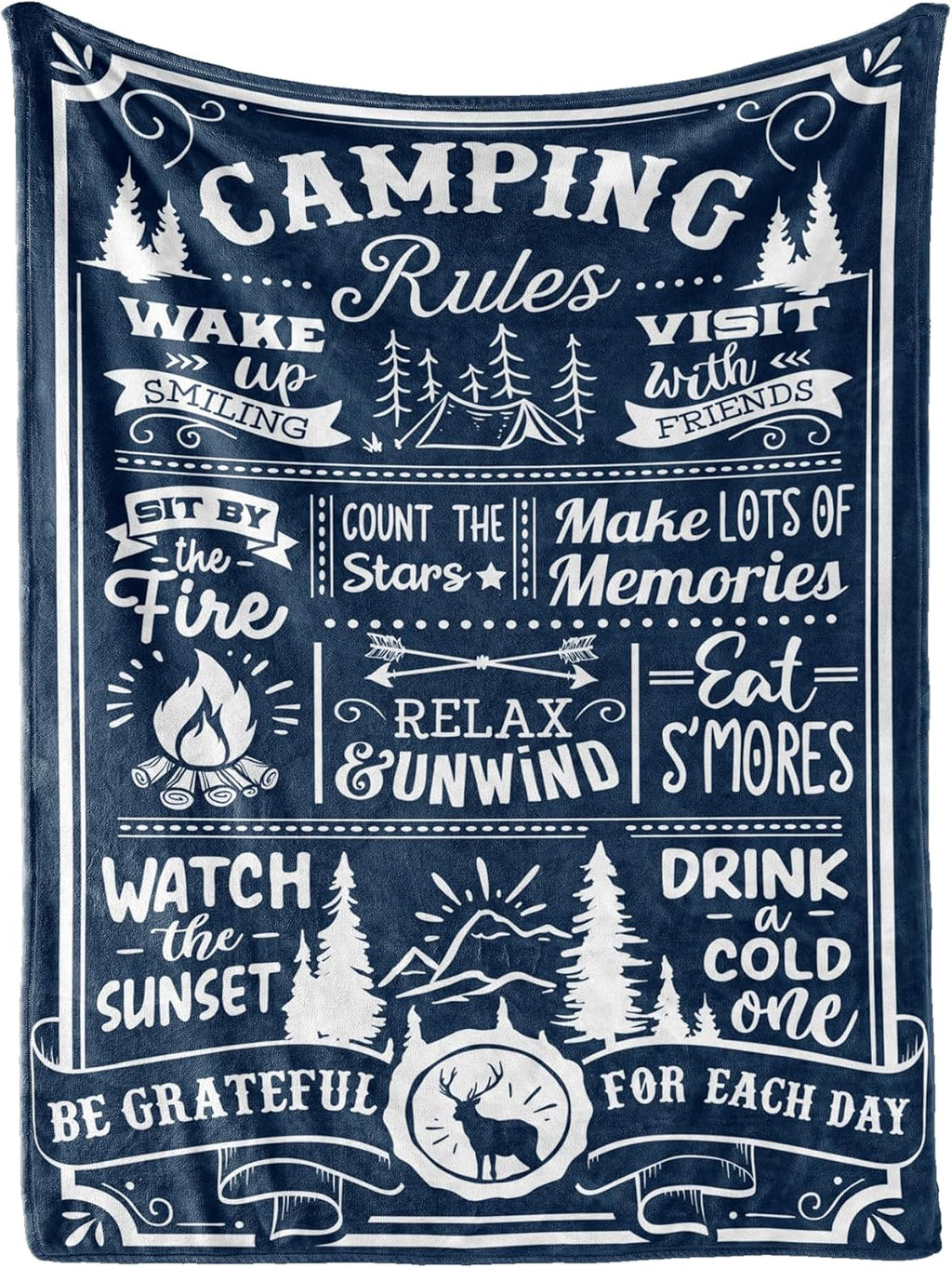 Camping Gifts for Men, Women, Flannel Throw Blanket - 50" x 65", Rules