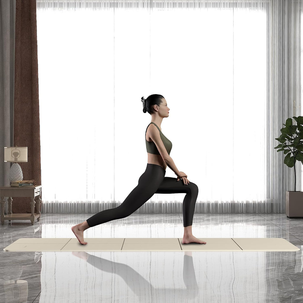 Readaeer Foldable Yoga Mat for Travel Folding Yoga Mat 6mm Thick with Carrying Bag, Non-Slip TPE Exercise Pilates Mat for 72" L x 24" W x 0.24 Inch