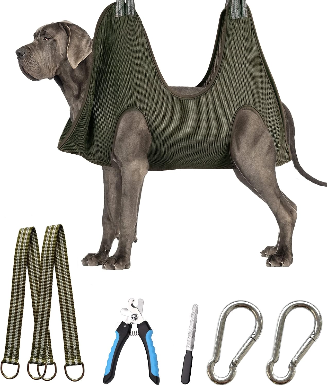 Kkiimatt 10 in 1 Dog Pet Grooming Hammock Harness with Nail Clippers/Trimmer, Dog Hammock for Nail Trim, Grooming Sling Hanger for Nail Trimming/Clipping (S/Under 30lb, Blue)