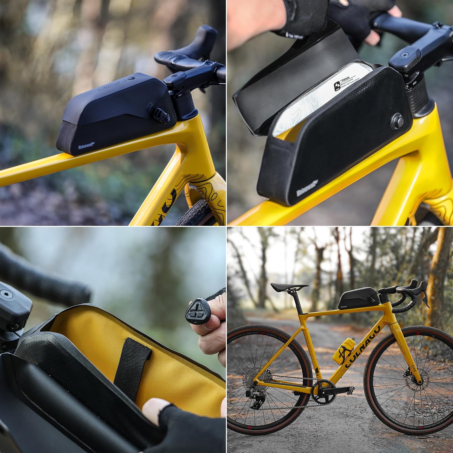 Rhinowalk Bike Top Tube Bag Waterproof IPX4 Magnetic Closure Frame Pouch for Road & MTB Slim Fit (Size 1.3L)
