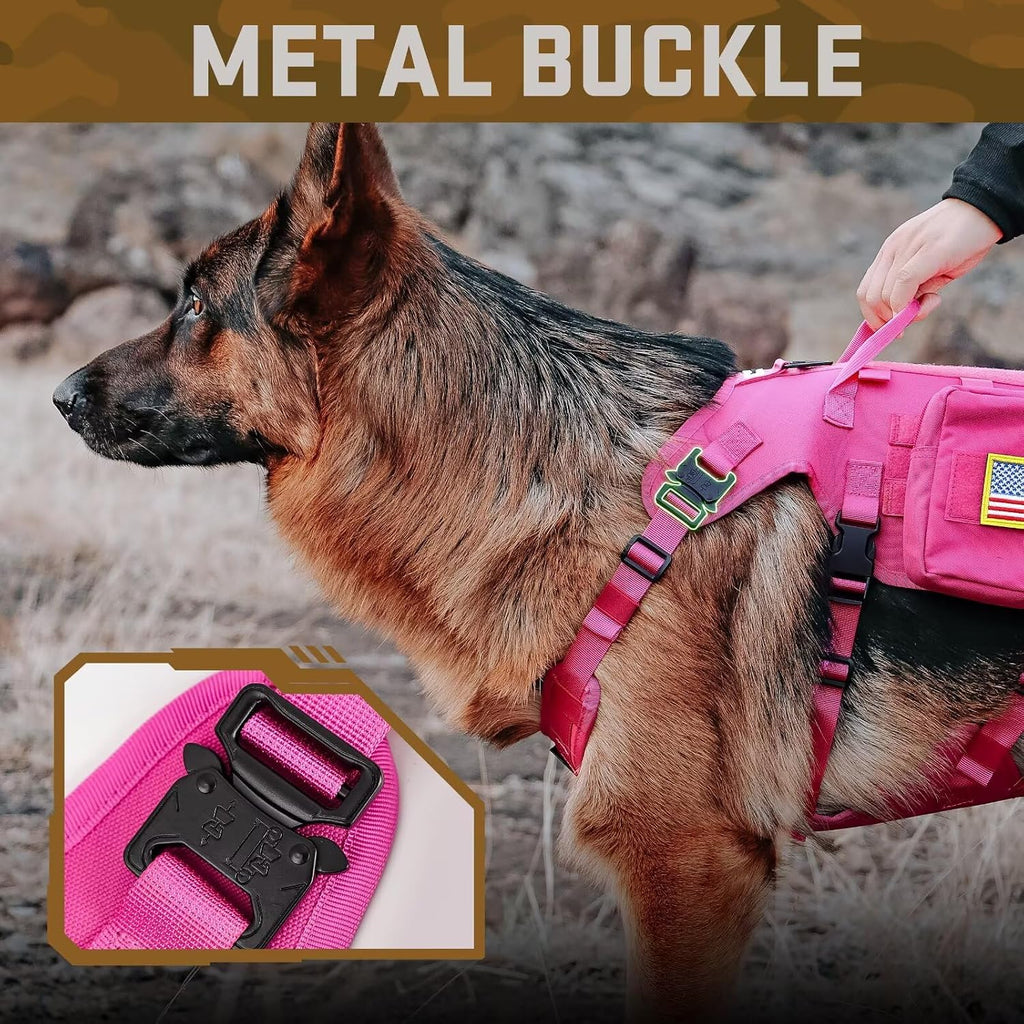 Forestpaw Tactical Dog Harness for Medium Dogs,Service Dog Vest,M,Hot Pink