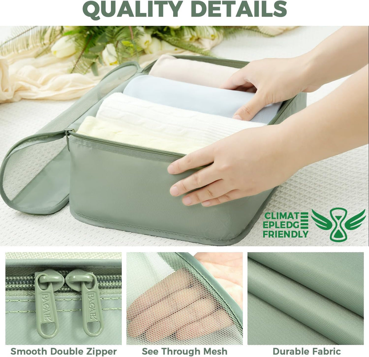 BAGAIL 9 Set Packing Cubes with Packing List Luggage Packing Organizers for Travel Accessories (Matcha Green)