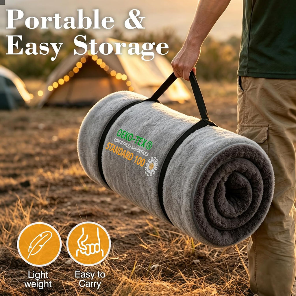 Thick Foam Camping Sleeping Pad, Soft Sleeping Mat, Double Side Fluff Camping Cot Pads for Adult, Non-Slip Roll up Camping Cot Mattress Topper for Camp Cot/Rv Bunk/Narrow Twin Beds, Pad Only