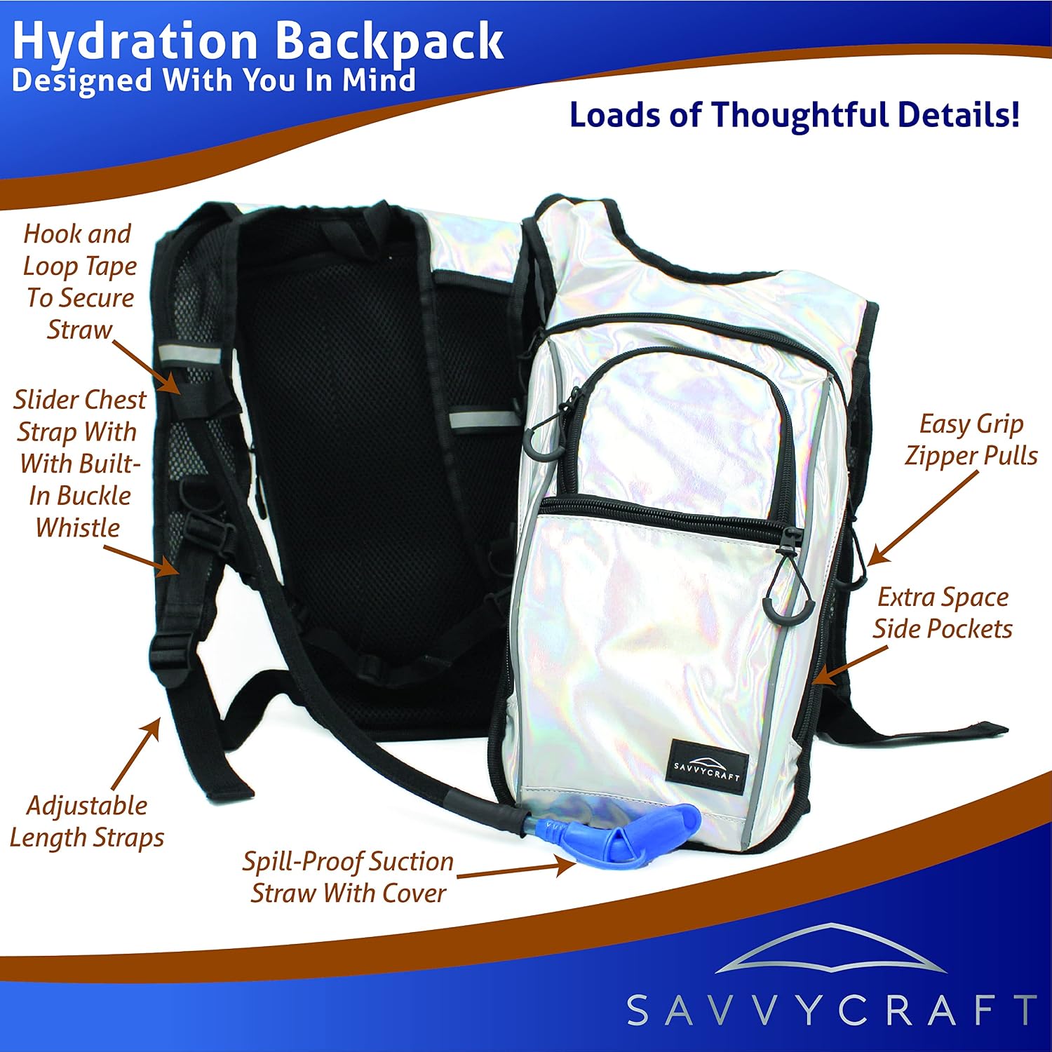 SavvyCraft Hydration Backpack with 2L Water Bladder, Insulated Outdoor Pack