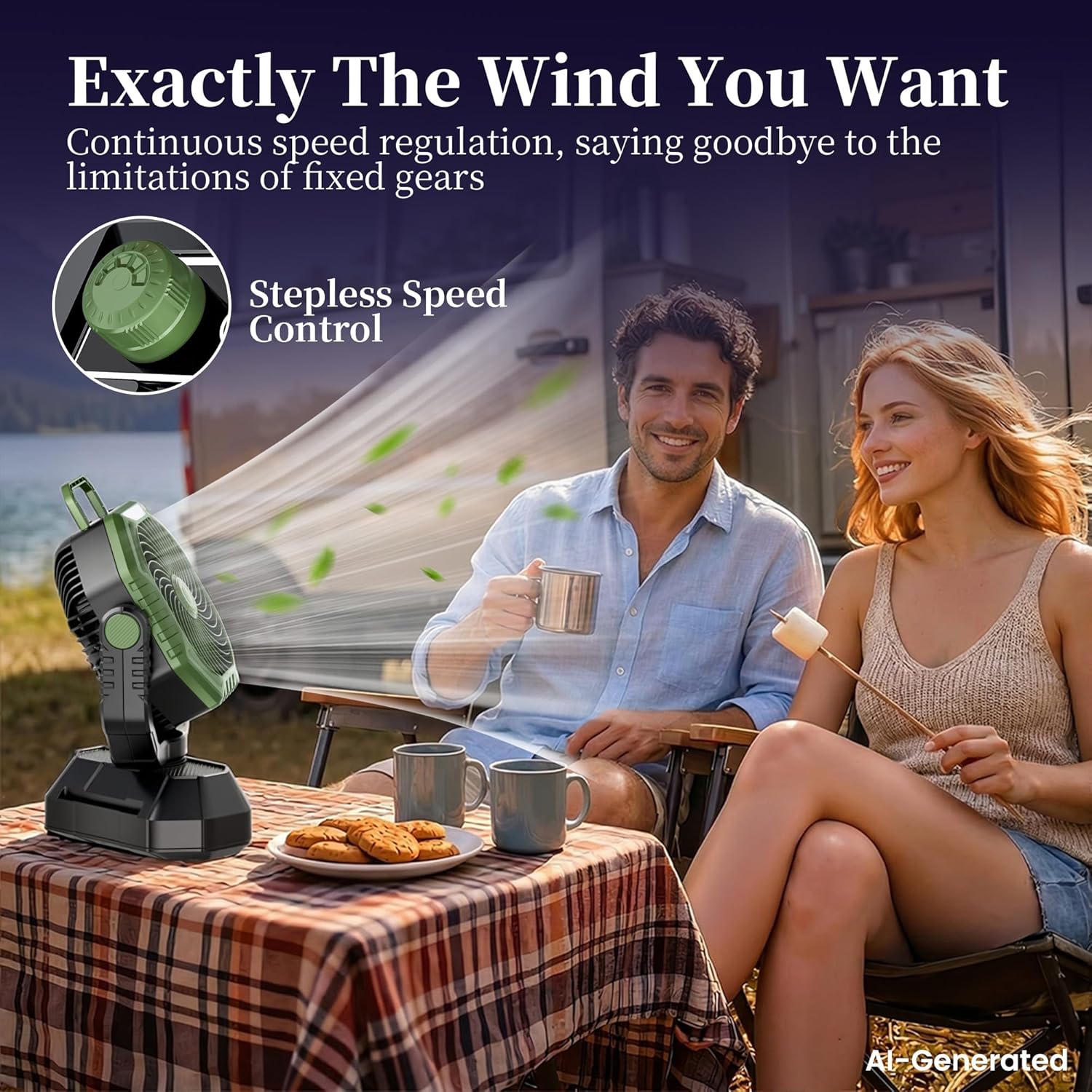 AJVV Camping Fan with Light, Remote and Oscillation, Battery Powered Hanging Tent Fan, Rechargeable Portable for Camp, Outdoor, Emergencies, Fishing, RV Travel, Jobsite