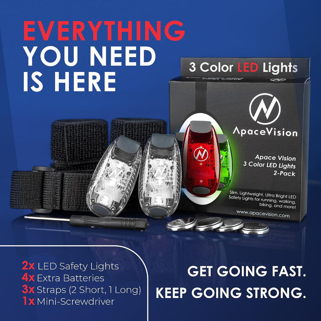 LED Safety Light (2 Pack) with Bonus Items – Clip On Strobe/Running Lights for Runners, Dogs, Bikes, Walking and More