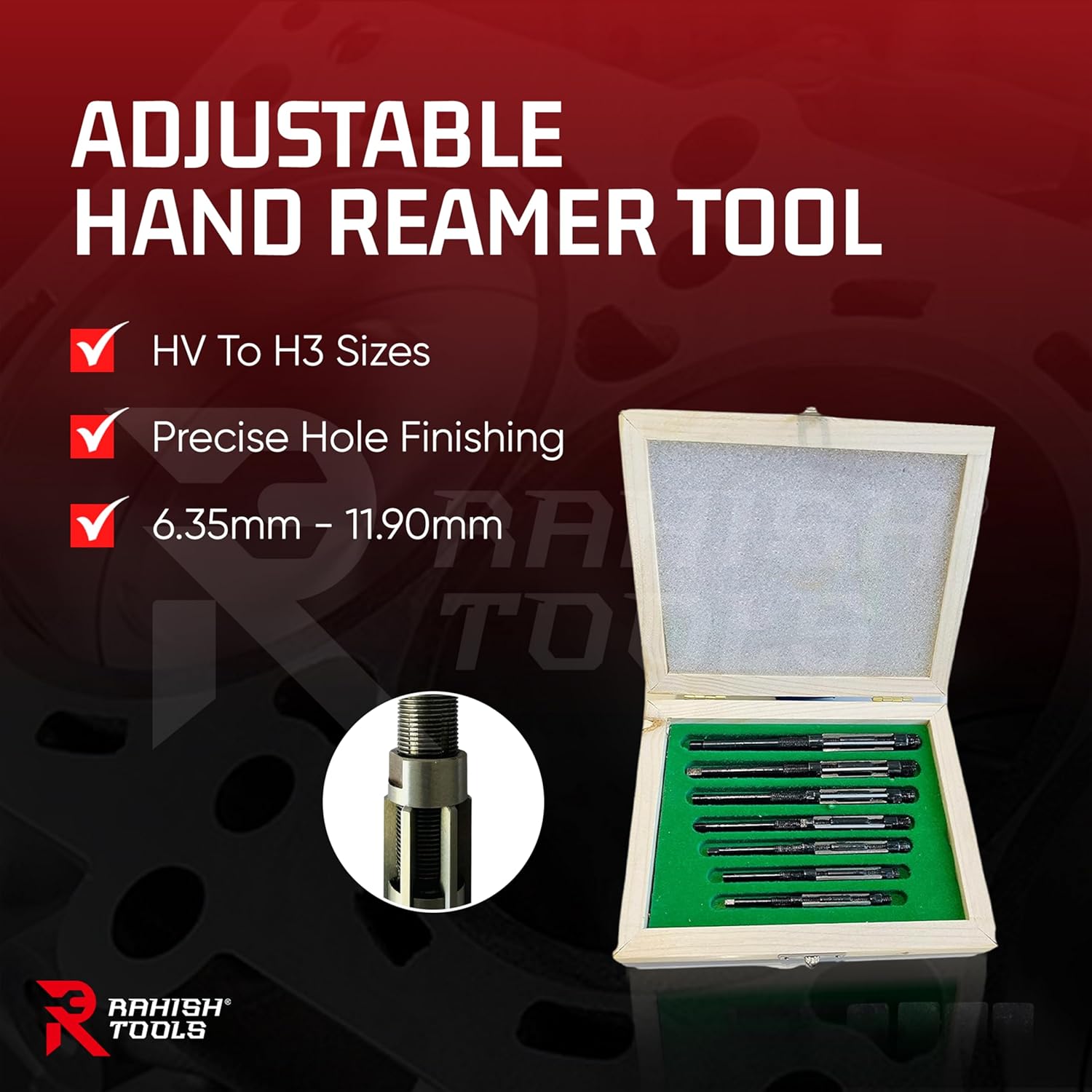 Adjustable Hand Reamer Tool HV-H3 for Metal & Wood Repairs, 1/4" to 15/32"
