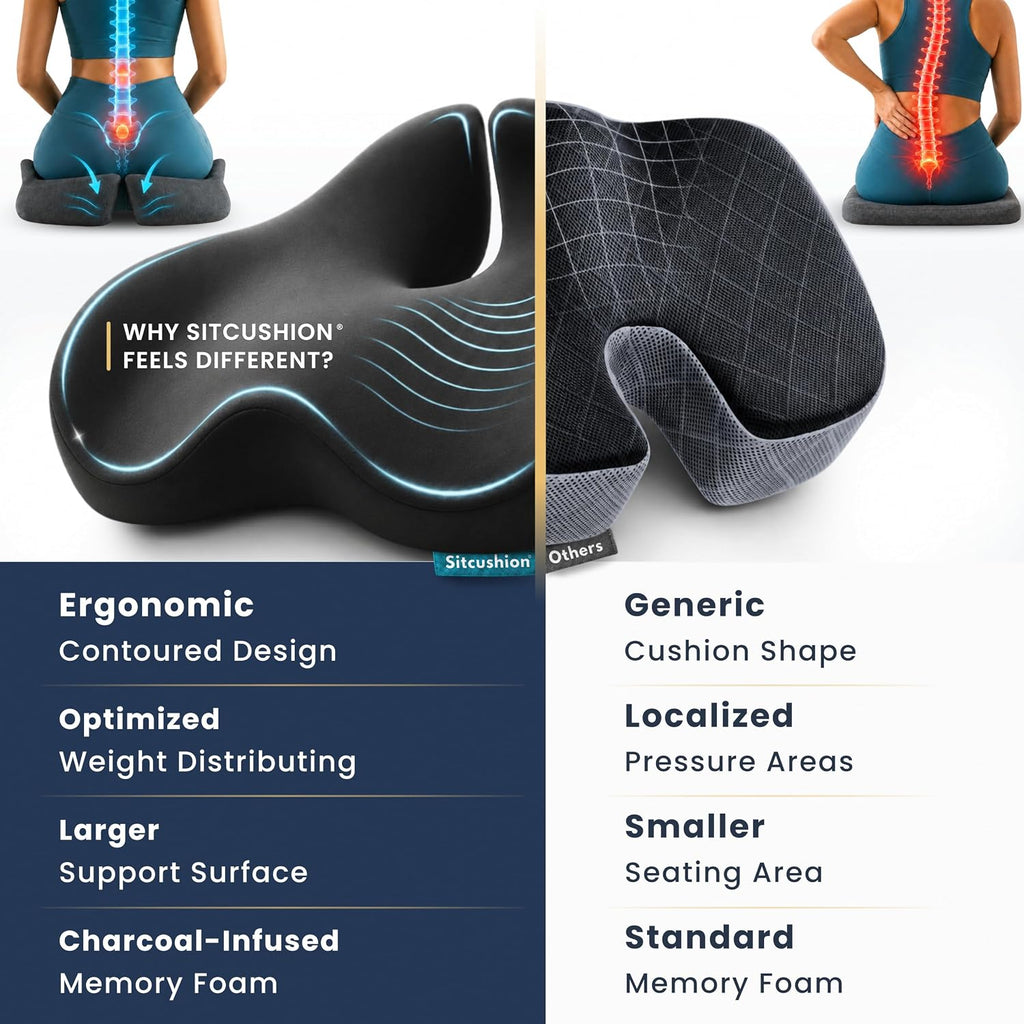 Ergo Office Chair Cushion for Back Pain, Sciatica, Tailbone Pain Relief
