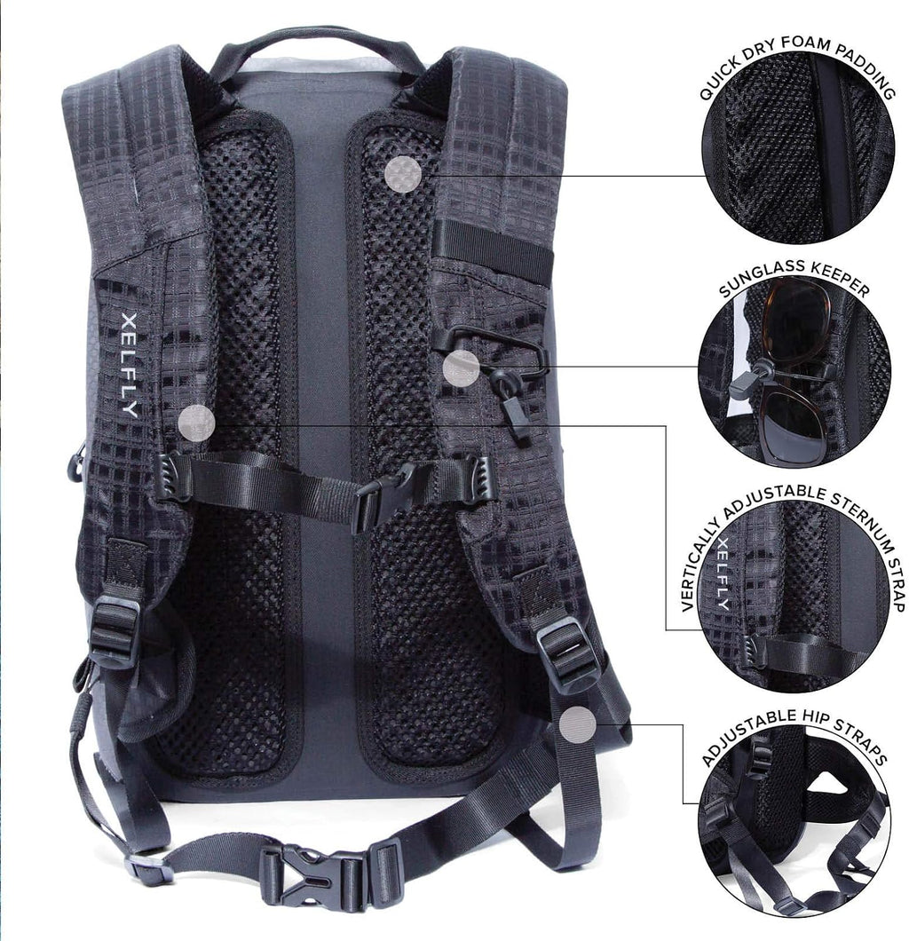 Xelfly Submersipack Waterproof Backpack - Submersible, Inflatable, Floating TPU Coated Durable Nylon Dry Bag with Airtight Zipper for Kayak, Fishing, Boating, Hiking, Paddle Board (Gray Stone, 25L)