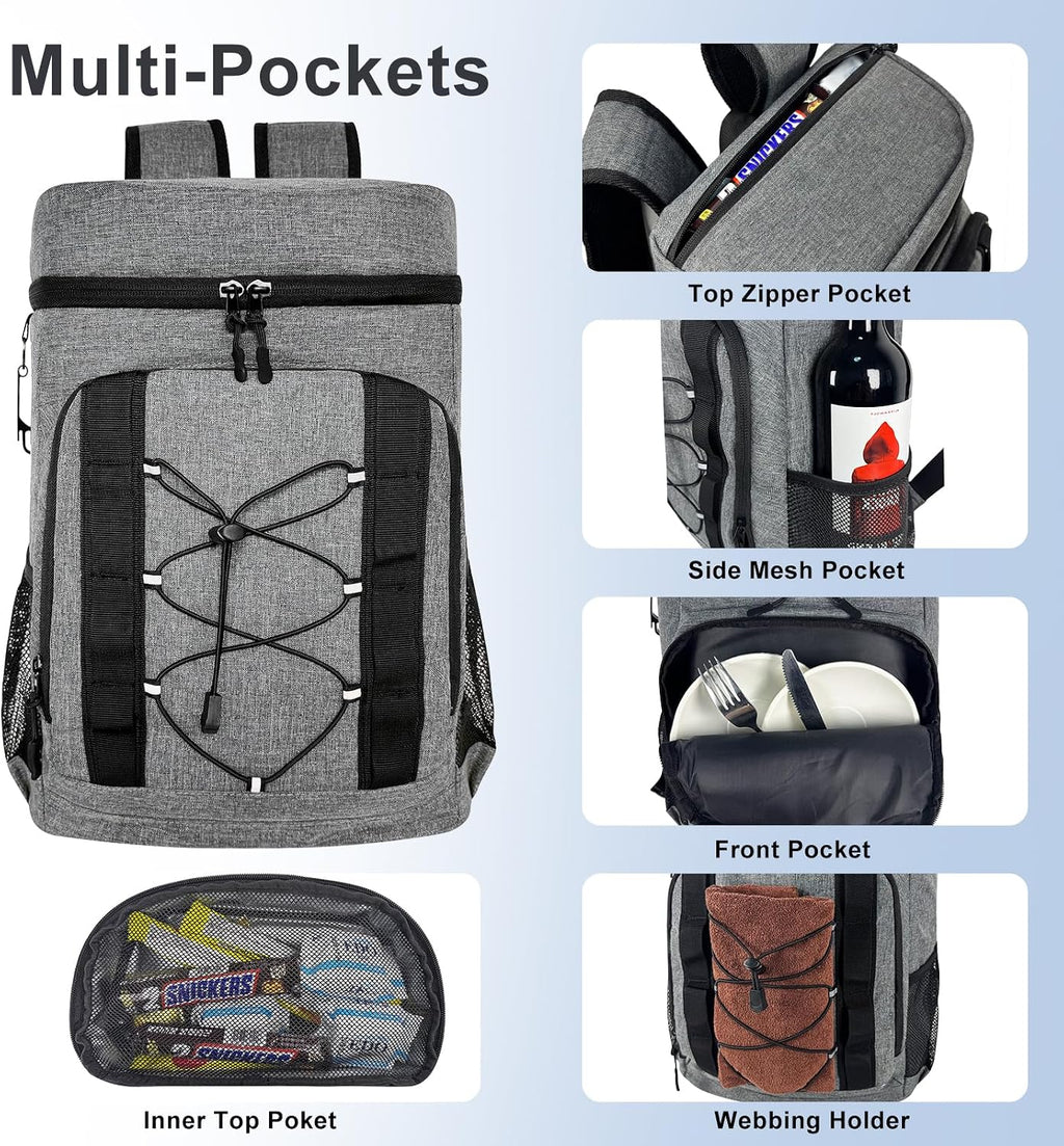 33 Cans Insulated Backpack Cooler - Leakproof Waterproof Lightweight Soft Coolers Bag for Camping Picnic Hiking Beach and Lunchbox Backpacks Bags-Leak Proof Ice Chest Back Pack