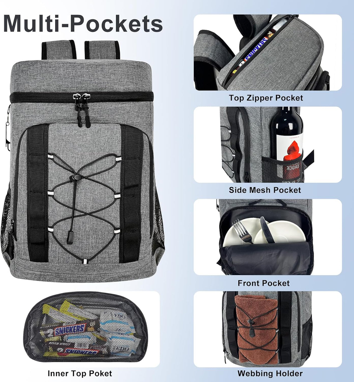 33 Cans Insulated Backpack Cooler - Leakproof Waterproof Lightweight Soft Coolers Bag for Camping Picnic Hiking Beach and Lunchbox Backpacks Bags-Leak Proof Ice Chest Back Pack