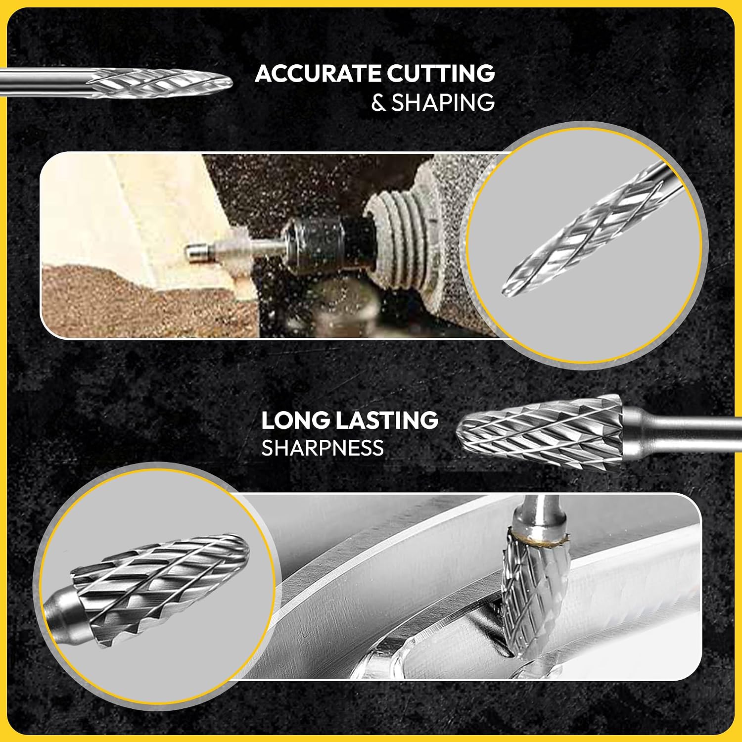 20Pcs Carbide Burr Set - 1/8" Shank Tungsten Die Grinder Bits, Double Cut - Compatible with Dremel & Milwaukee - Cutting, Engraving, Deburring - Rasp Accessories - Metal, Steel, Aluminum