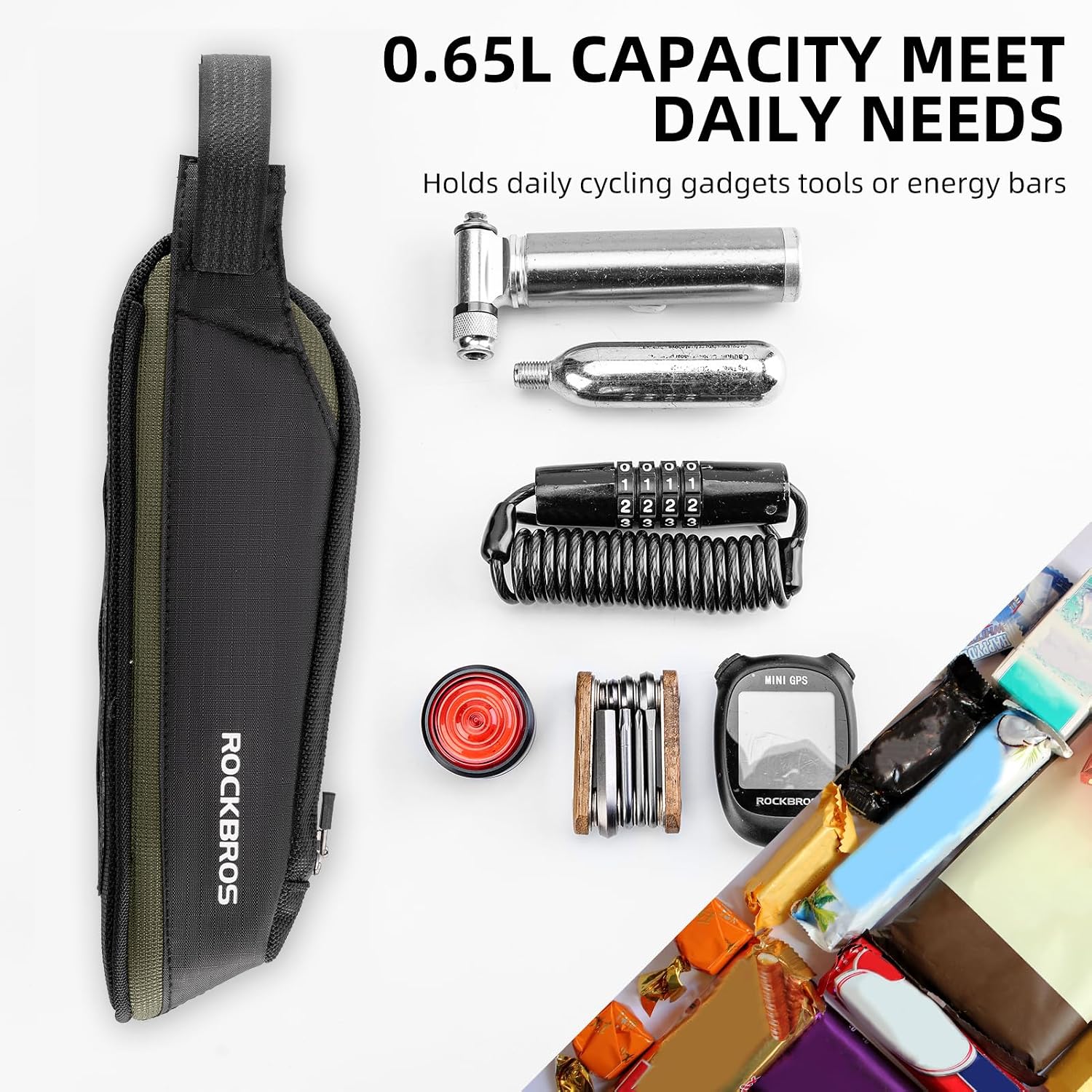 ROCKBROS Bike Frame Bag Top Bike Tube Bag Small Aerodynamic Black