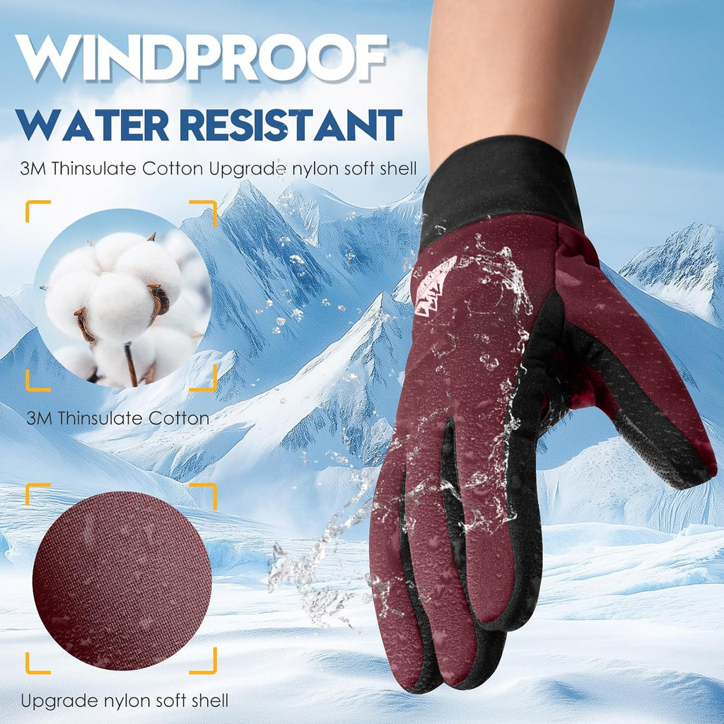 Bruvoalon Winter Gloves for Women & Men, 3M Thermal Insulation, Lycra Fabric, Touchscreen, Anti-Slip