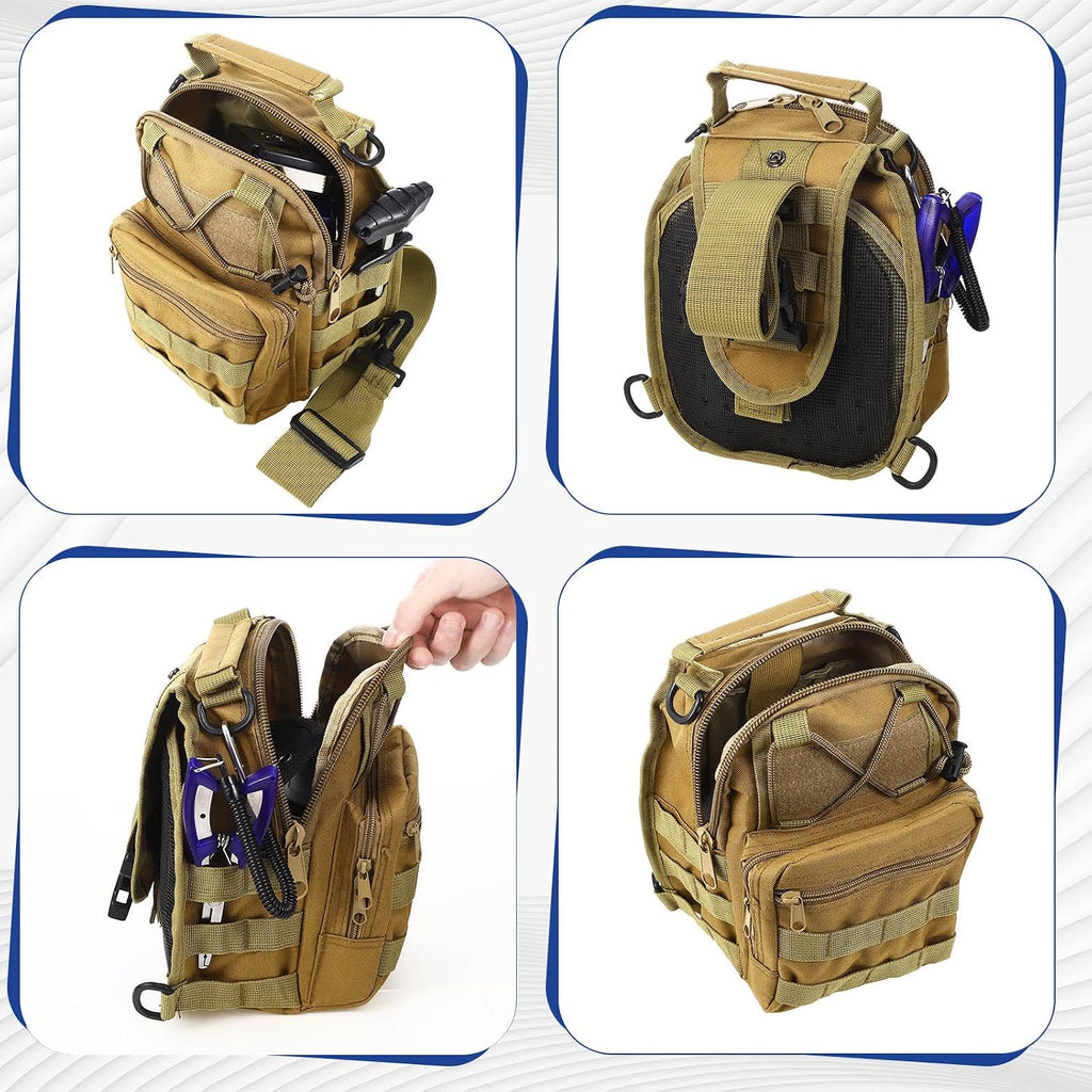 Sosation 482 Pcs Fishing Sling Tackle Bag Set Fish Tackle Box Backpack Storage Fishing Gear and Equipment Included Fish Hook Remover Tool Lures Lip Gripper, Gift for Men