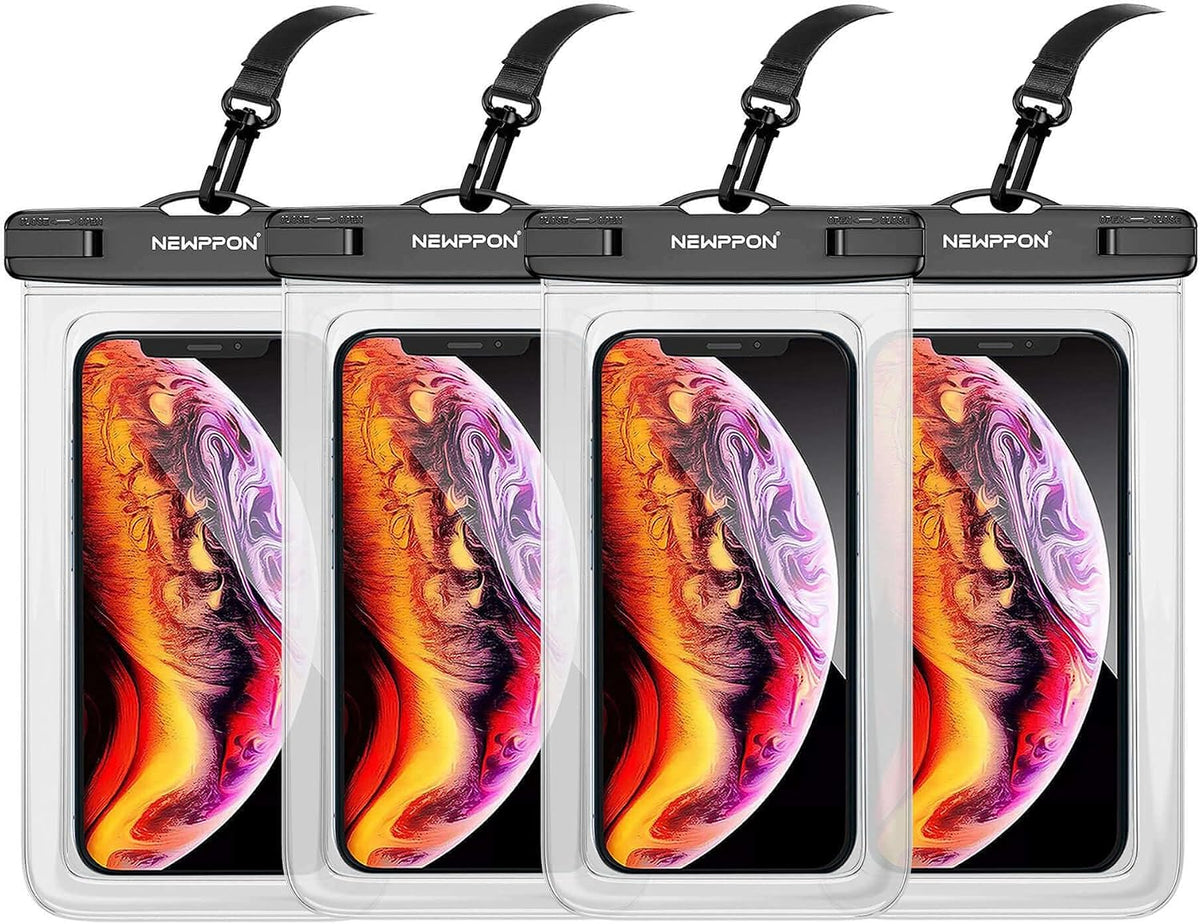 4 Pack 8.5“ Waterproof Cell Phone Pouch - Underwater Dry Bag Case Lanyard - Water Proof Clear Holder Protector for iPhone 16 15 14 Pro Max Plus Samsung Galaxy S25 S24 Ultra Note for Beach Swimming