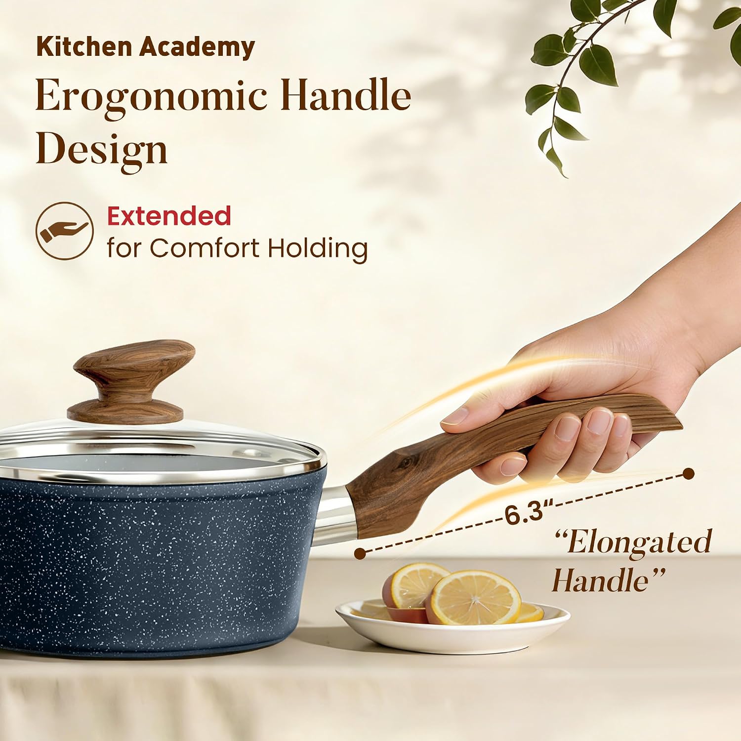 Kitchen Academy Blue Pots and Pans Set Non Stick, 12Pcs Induction Cookware