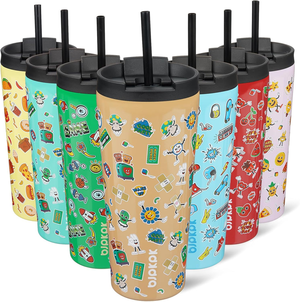BJPKPK 22 oz Coffee Tumbler with Straw, Insulated Stainless Steel Cup
