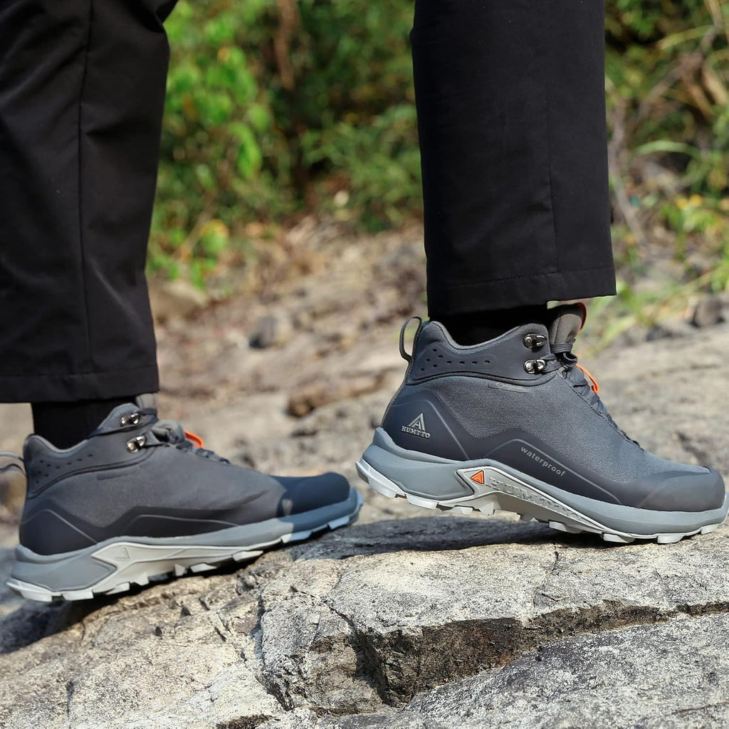 HUMTTO Men's All-Terrain Waterproof Hiking Boots | Lightweight Breathable Comfortable Non-slip Durable Outdoor Ankle Trekking